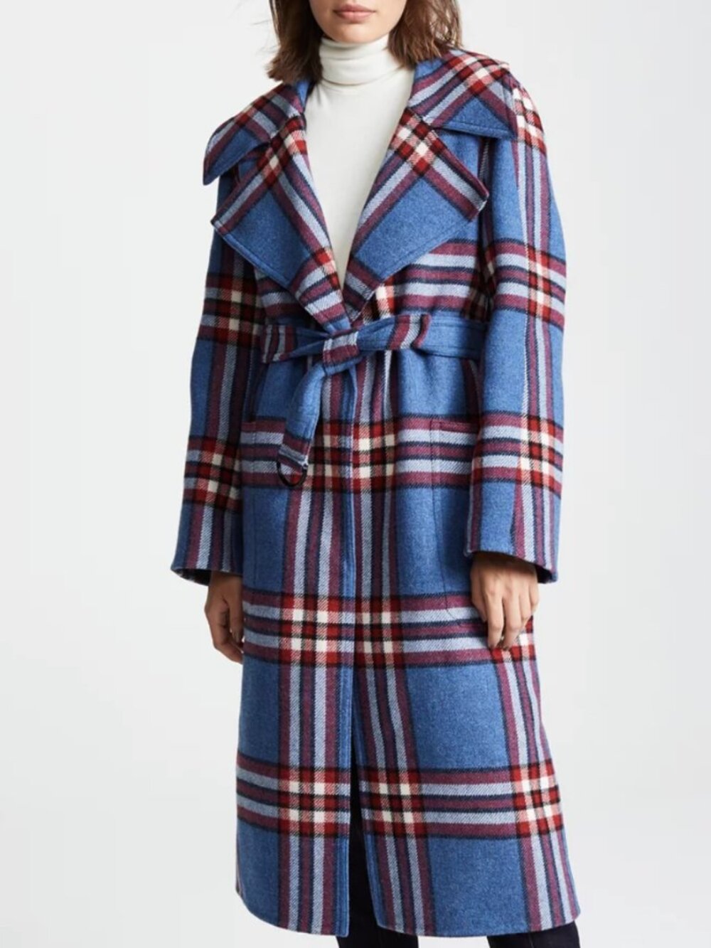 JOSEPH Teodor Belted Plaid Coat